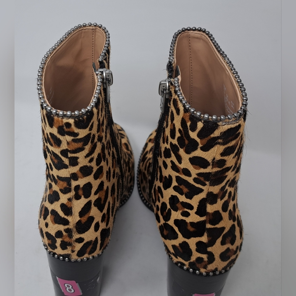 NWT Coach Drea Ankle Boots Bootie Zip Shoes Heels Leopard Calf Fur 8 US 38.5 EU - Picture 8 of 14